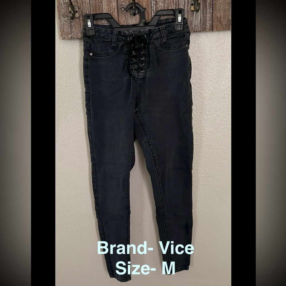 Vice Black Lace-Up Jeans